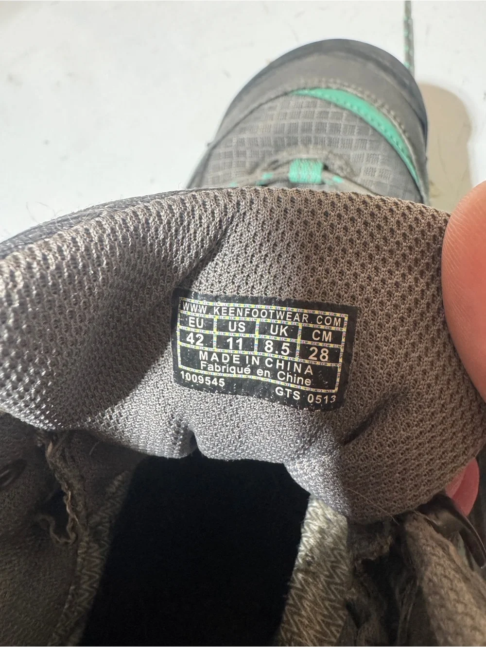 Keen Gray Hiking Shoe with Teal Accents